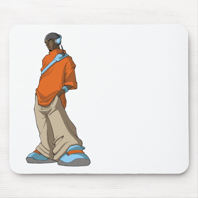 Hip Hop Headphone Man Mouse Mat (Front)