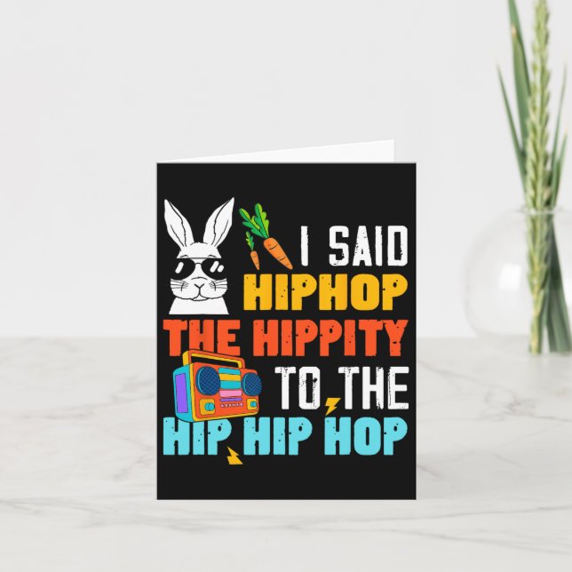 Hip Hop Hippity Funny Easter Bunny Boys Girls Kids Card (Front)