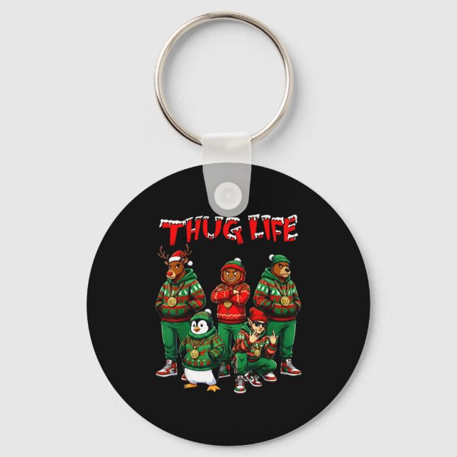 Hip Hop Holiday Crew - Ugly Christmas Sweater Rap  Key Ring (Front)