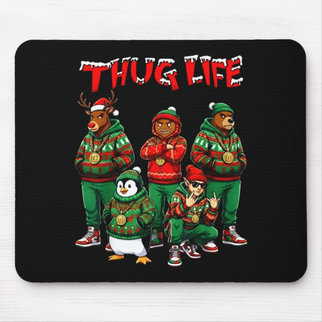 Hip Hop Holiday Crew - Ugly Christmas Sweater Rap  Mouse Mat (Front)