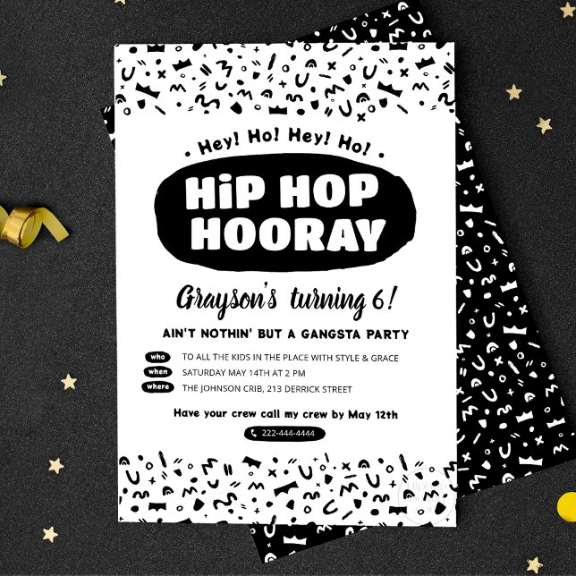 Hip Hop Hooray Birthday, 90s Old School Rap Lyric Invitation Postcard (Creator Uploaded)