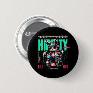 Hip-Hop Hoppity - Skater Bunny Easter 6 Cm Round Badge