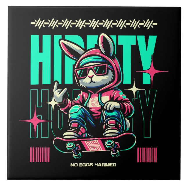 Hip-Hop Hoppity - Skater Bunny Easter Tile (Front)