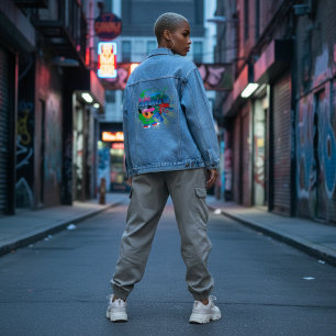 Hip Hop Inspired Blessed Up Christian Art Denim Jacket