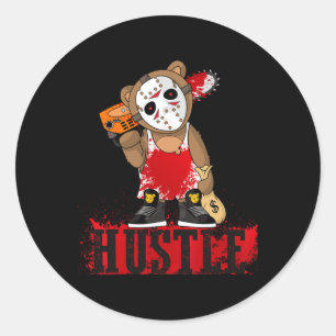 Hip Hop Lover Hockey Mask Teddy Bear Fun Entrepren Classic Round Sticker