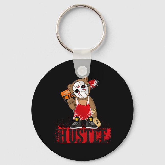Hip Hop Lover Hockey Mask Teddy Bear Fun Entrepren Key Ring (Front)
