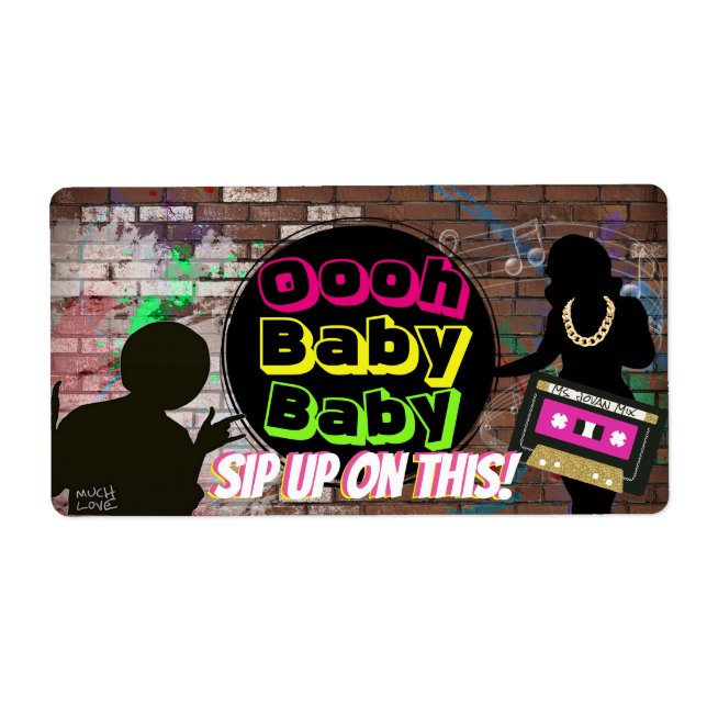Hip Hop Mini Champagne Bottle Labels {Neon Colours (Front)