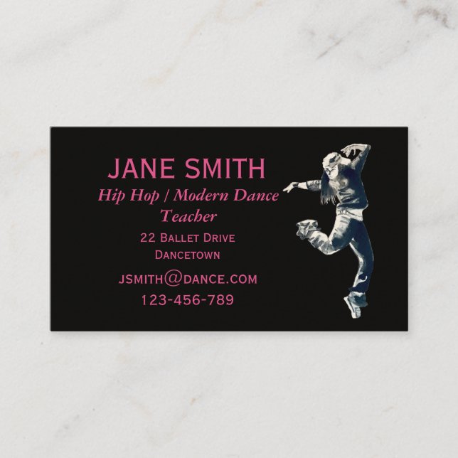 Hip Hop modern dance teacher dance studio Business Card (Front)