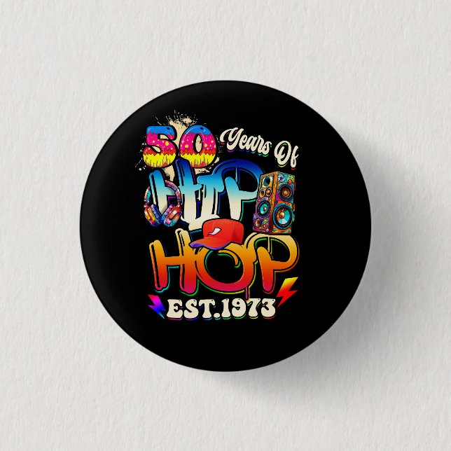 Hip Hop Music 50th Anniversary Black History Men D 3 Cm Round Badge (Front)