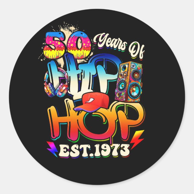 Hip Hop Music 50th Anniversary Black History Men D Classic Round Sticker (Front)