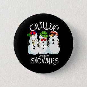 Hip-Hop Music Christmas Snowman Chillin With My Sn 6 Cm Round Badge