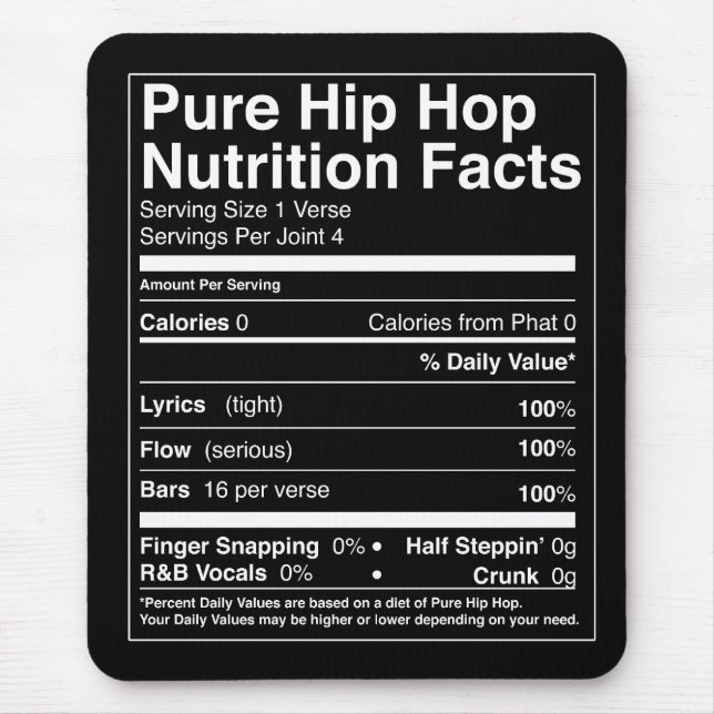 Hip Hop Nutrition Facts Mouse Mat (Front)