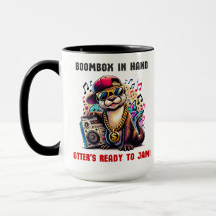 Hip Hop Otter with Boombox and Music Vibes Mug