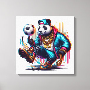 Hip Hop Panda Soccer Football Summer Sports Canvas Print