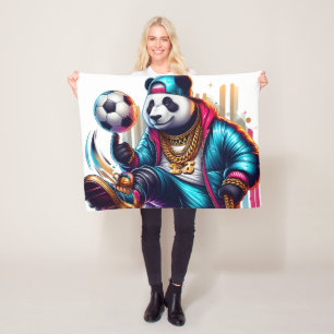 Hip Hop Panda Soccer Football Summer Sports Fleece Blanket