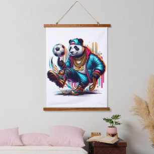 Hip Hop Panda Soccer Football Summer Sports Hanging Tapestry