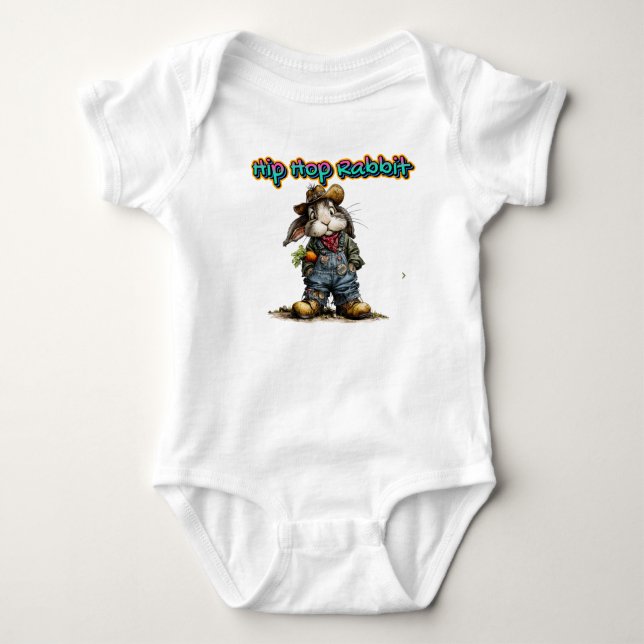 Hip Hop Rabbit  Baby Bodysuit (Front)