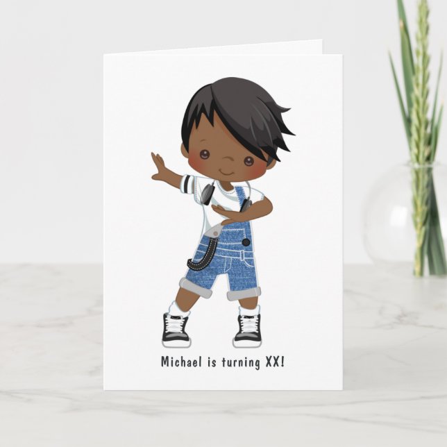 Hip Hop Rap Boy Break Dancer Birthday Party Photo Invitation (Front)