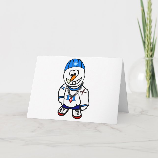 Hip Hop Rapper Chrsitmas Snowman Holiday Card (Front)