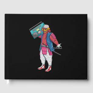 Hip Hop Samurai with Boombox Stereo Retro 80s Guest Book