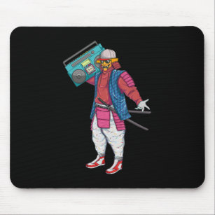 Hip Hop Samurai with Boombox Stereo Retro 80s Mouse Mat