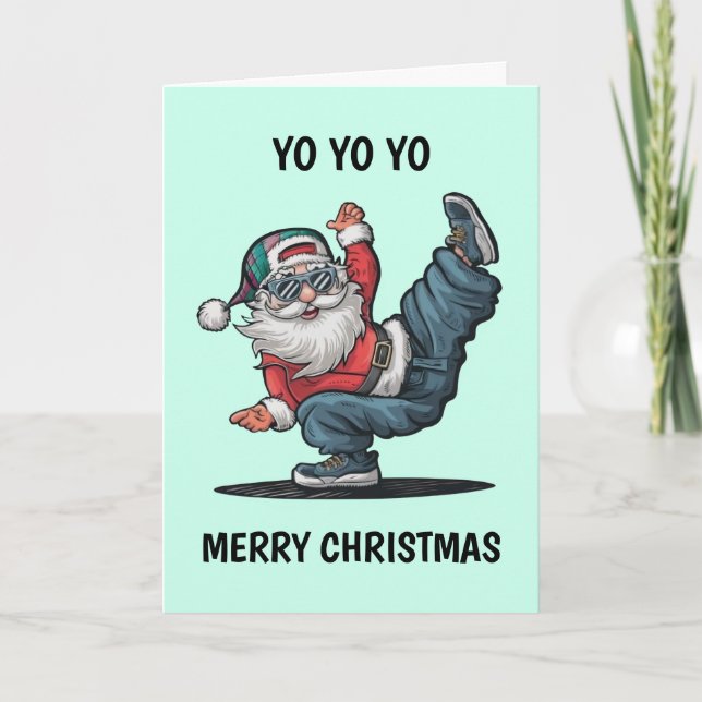 Hip Hop Santa Claus Christmas Card (Front)