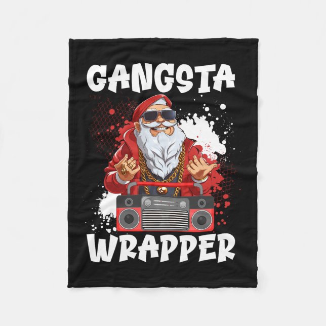 Hip Hop Santa Claus Gangster Christmas Gangsta Wra Fleece Blanket (Front)