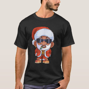 Hip Hop Santa Claus Rap Christmas Cool Black Gangs T-Shirt