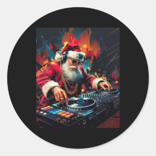 Hip Hop Santa Dj Christmas 2 Classic Round Sticker