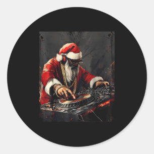Hip Hop Santa Dj Christmas Classic Round Sticker