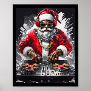 Hip Hop Santa Dj Christmas Poster