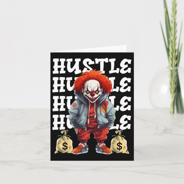 Hip Hop Scary Clown Hustle Money Urbyn Streetwear  Card (Front)