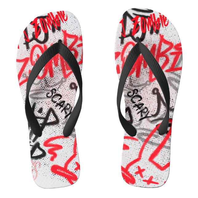 Hip Hop Scary Street Graffiti  Flip Flops (Footbed)