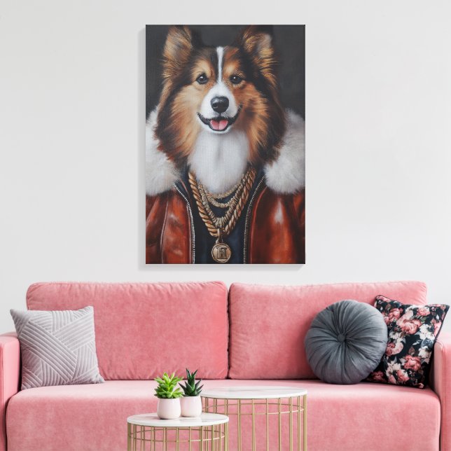 Hip Hop Shetland Sheepdog | Sheltie Canvas Print (Insitu(LivingRoom))