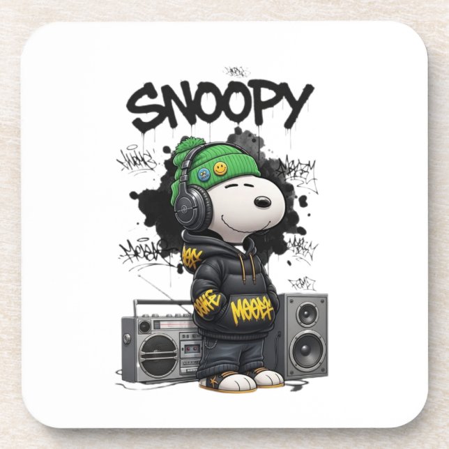 Hip-Hop Snoopy Urban Street Art Illustration Coaster (Front)