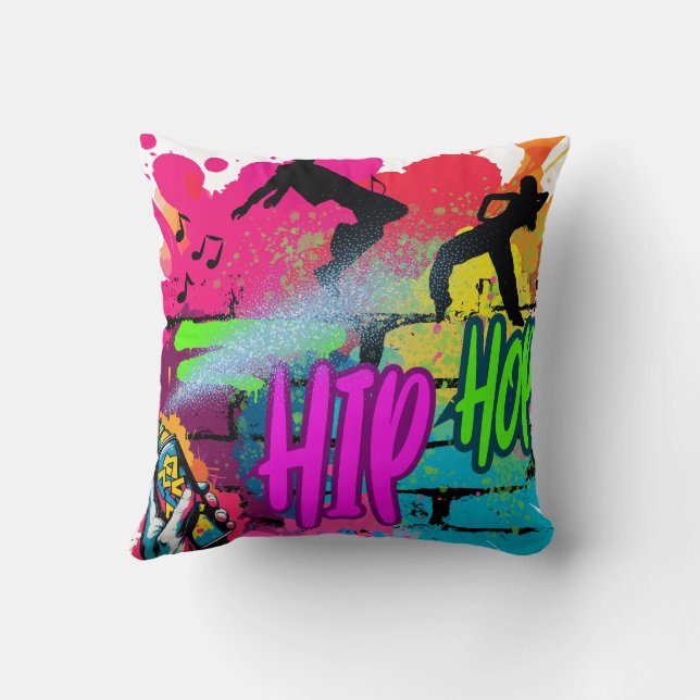 Hip-Hop Street Art – Vibrant Urban Energy Cushion (Back)