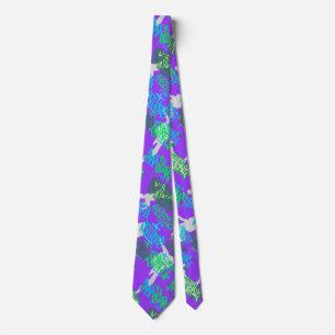 Hip Hop Street Arts Pattern B Purple BG Tie