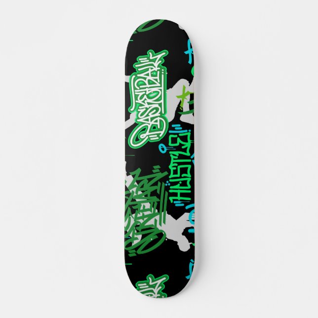 Hip Hop Street Arts Pattern Black BG 2 Skateboard (Front)