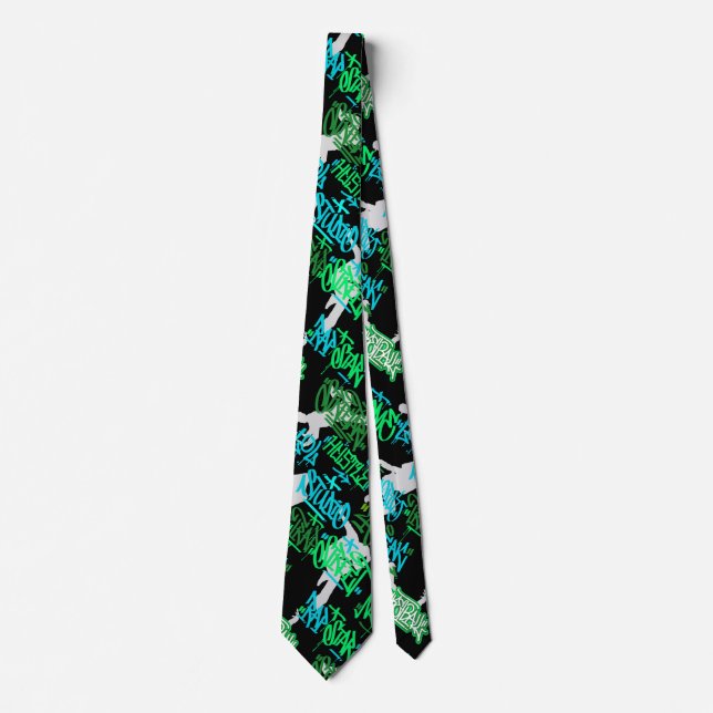 Hip Hop Street Arts Pattern Black BG Tie (Front)