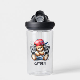 Hip Hop Teddy Bear Custom Kids Water Bottle