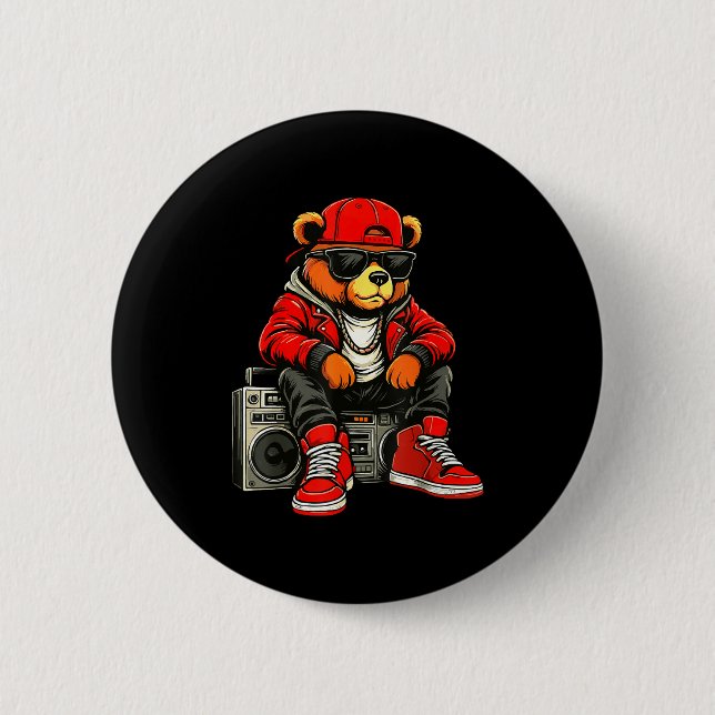 Hip Hop Teddy Bear Rap Music  6 Cm Round Badge (Front)