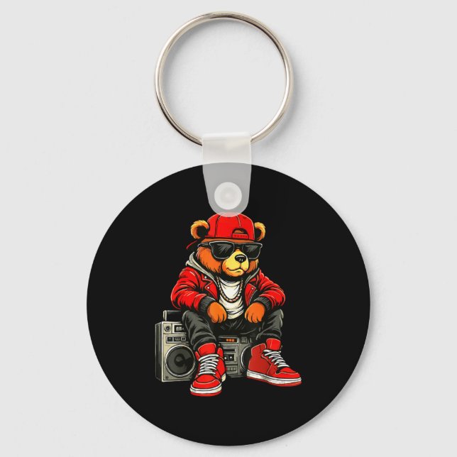 Hip Hop Teddy Bear Rap Music  Key Ring (Front)