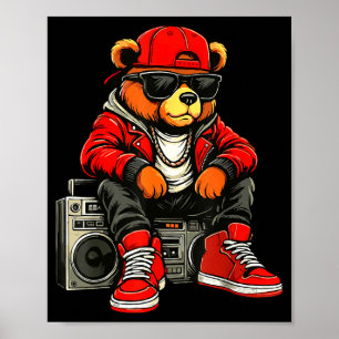 Hip Hop Teddy Bear Rap Music Poster