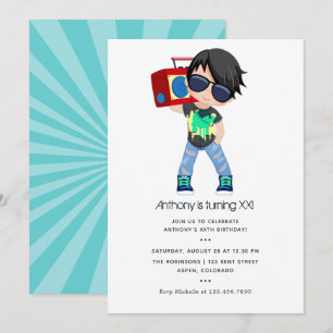 Hip Hop themed Boy Birthday Invitation