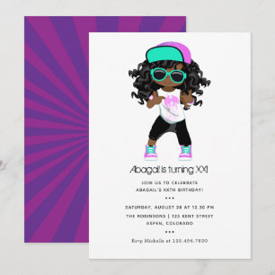 Hip Hop themed Girl Birthday Invitation