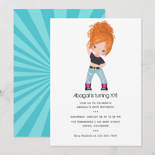 Hip Hop themed Girl Birthday Invitation