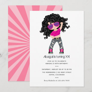 Hip Hop themed Girl Birthday Invitation