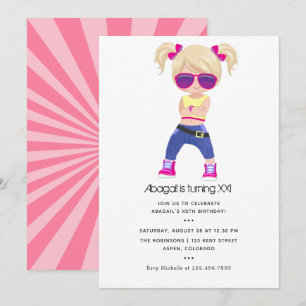 Hip Hop themed Girl Birthday Invitation