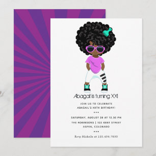Hip Hop themed Girl Birthday Invitation