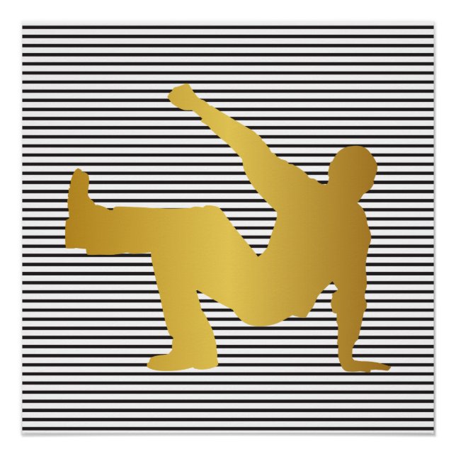 Hip Hop Urban Dance Boy Stripes Black White Poster (Front)